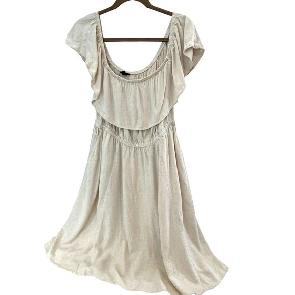 torrid Dresses & Skirts - Torrid Linen Blend Peasant dress 1X Natural Tan Farmhouse Minimalist Pockets
